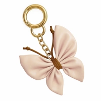 ECARLA brelok do kluczy skórzany MOTYL KOKARDKA Kremowy BRL367K