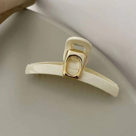 ECARLA spinka-klamra do włosów ze złotą ozdobą 11cm Biała SP304B