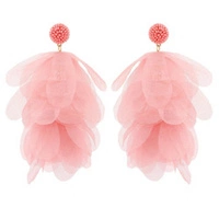 ECARLA kolczyki chwosty wiszące Boho Pudrowy róż K1676R