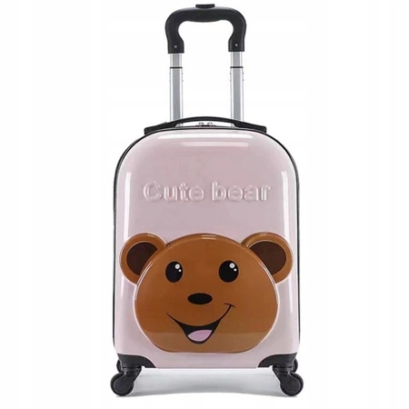ECARLA walizka kabinowa dla dzieci Cute Bear Różowa WP05