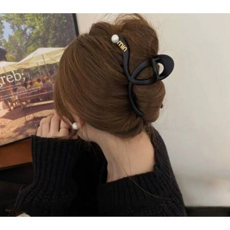 ECARLA spinka-klamra do włosów z perłą 13x6cm Panterka SP354PAN