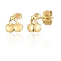 ECARLA kolczyki ze stali szlachetnej platerowanej 14k złotem WISIENKI KST3317