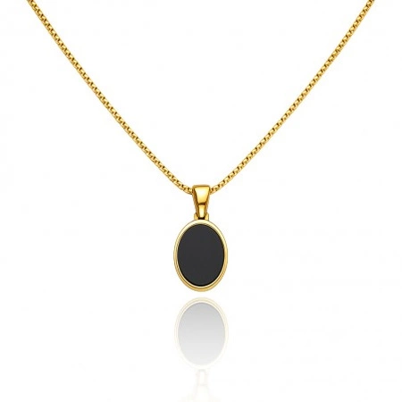 ECARLA naszyjnik ze stali szlachetnej pozłacanej czarna ELIPSA NST2225