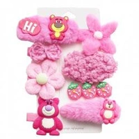 ECARLA spinki-wsuwki do włosów 8w1 puchate Różowe Misie SP281