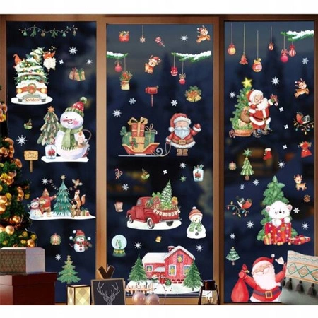 ECARLA naklejki na szybę świąteczne kolorowe 9 arkuszy 20x30cm NKD12