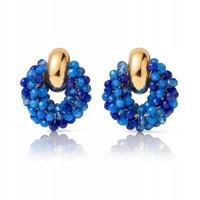 ECARLA kolczyki WIANUSZKI z koralikami Niebieskie K1715