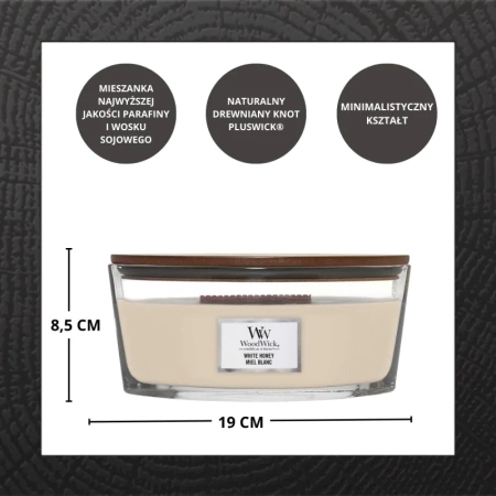 WOODWICK Core Hearthwick świeca w słoiku elipsa WHITE HONEY 453g