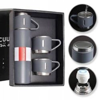 ECARLA termos 500ml z 3 kubkami zapakowany na preznt Szary BD24SZ