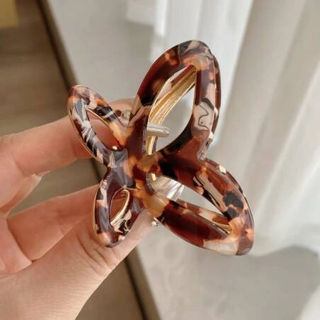 ECARLA spinka do włosów metalowa Motylek masa perłowa Brązowa SP237BR