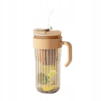 ECARLA kubek z ryflowanego szkła z sitkiem i słomką 550ml Brąz CUP12BR