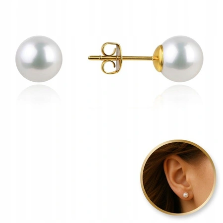 ECARLA kolczyki ze stali szlachetnej platerowanej złotem PERŁA KST3420