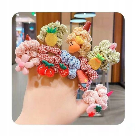 ECARLA zestaw gumek-frotek do włosów 10szt Kratka Owoce GUM145