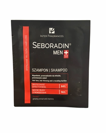 SEBORADIN Men szampon do włosów przeciw wypadaniu, przerzedzaniu się włosów, powstawaniu zakoli saszetka 7ml