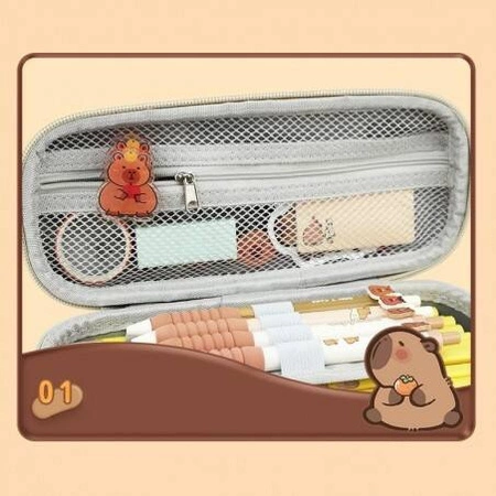 ECARLA piórnik wielofunkcyjny jednokomorowy Capy Bara Brąz PR13