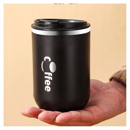 ECARLA kubek termiczny ze słomką, termos zamykany 500ml Czarny CUP07WZ3