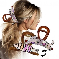 ECARLA spinka do włosów Kot masa perłowa 8x6cm Brązowa SP369