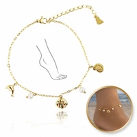 ECARLA bransoletka na stopę ze stali chirurgicznej pozłacanej BST1562