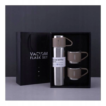 ECARLA termos 500ml z 3 kubkami zapakowany na preznt Beżowy BD24BEZ