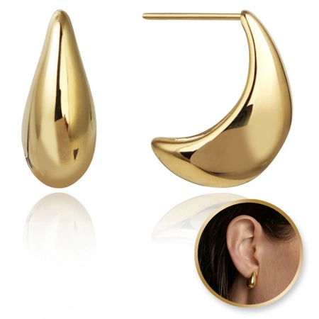 ECARLA kolczyki ze stali szlachetnej platerowane 14k Krople 2,1cm KST3386