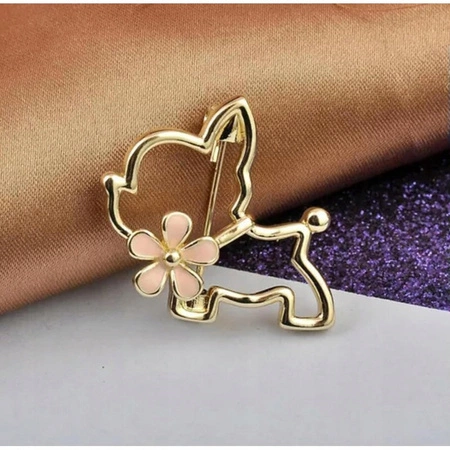 ECARLA broszka PIESEK z kwiatkiem BZ210