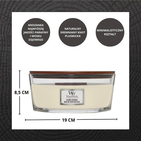 WOODWICK Core Hearthwick świeca w słoiku elipsa ISLAND COCONUT 453g