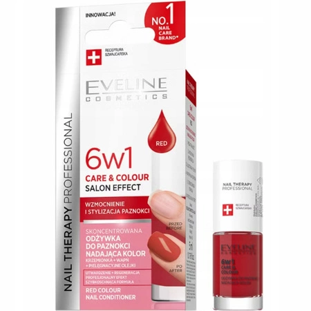 EVELINE Nail Therapy odżywka do paznokci 6w1 Care & Colour Red 5ml