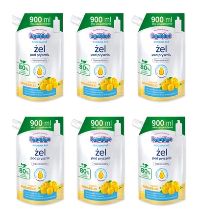 BAMBINO Rodzina żel pod prysznic hiperdelikatny Mirabelka 6x900ml