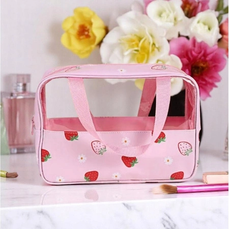 ECARLA kosmetyczka kuferek rozmiar M 31x10x20cm Truskawki KS148