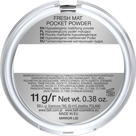 BELL HYPOALLERGENIC Fresh Mat Pocket Podwer puder matujący 01 Alabaster 11g