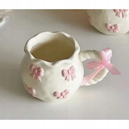 ECARLA kubek ceramiczny z różową kokardką 300ml CUP24