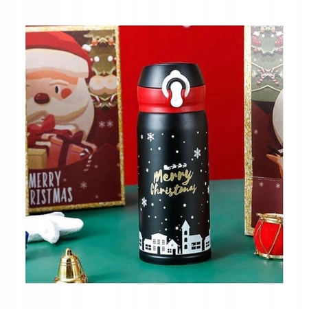 ECARLA bidon termos świąteczny zimowy 500ml Czarny BD39CZ