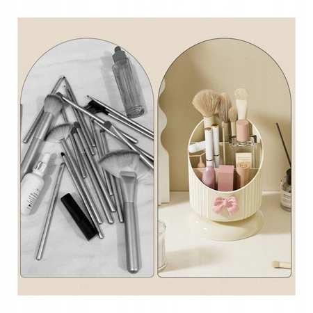 ECARLA organizer na pędzle 15,8x11cm Kremowy z różową kokardką CB67
