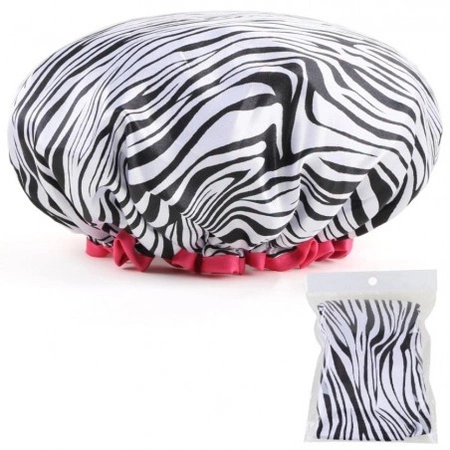 ECARLA czepek ochronny na włosy, do spania ZEBRA Biało czarny KCZ02