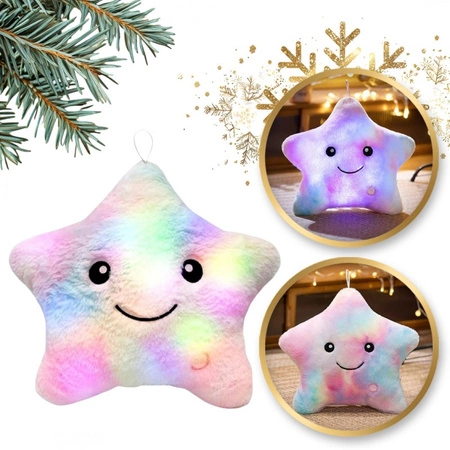 ECARLA poduszka świąteczna welurowa LED 40X35cm GWIZADKA OMBRE FIOLET PDS20