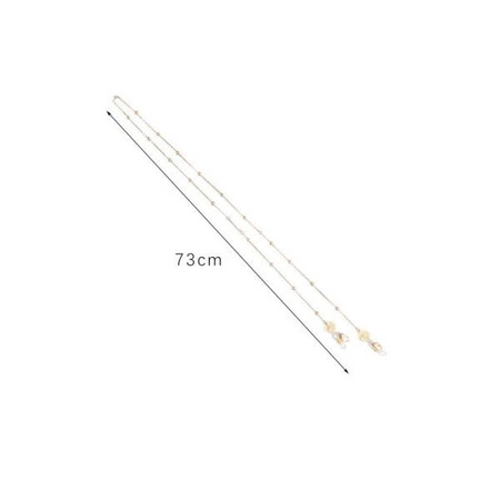 ECARLA łańcuszek do okularów cienki złoty kwiat cyrkonie 68cm LDK17