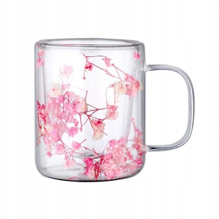 ECARLA szklanka termiczna z podwójnym dnem i gipsówką Róż SZK133