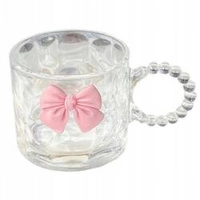 ECARLA szklanka z uchem opalizująca do kawy z Różową Kokardką SZK80 270ml
