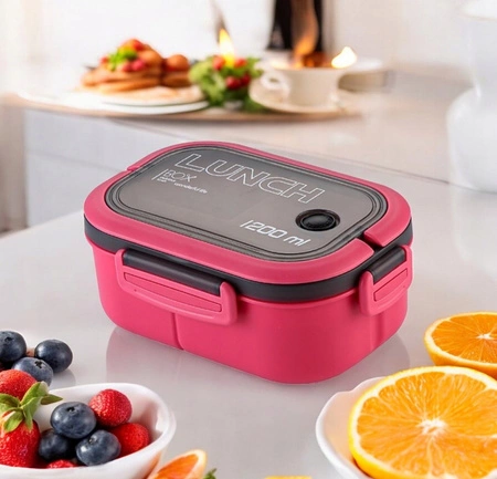 ECARLA Lunch Box śniadaniówka ze sztućcami 21x14,5x8cm Fuksja PJM44F