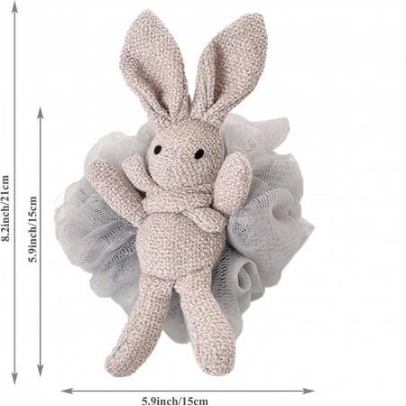 ECARLA myjka gąbka do mycia ciała na mokro Falbanki Bunny Szara 15cm GB10SZ