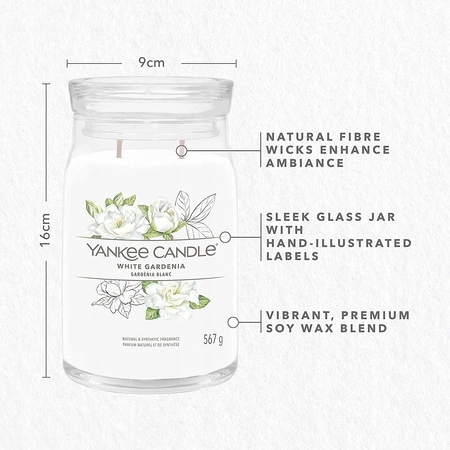 YANKEE CANDLE Signature Duża świeca w słoiku WHITE GARDENIA 567g
