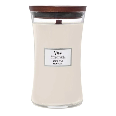 WOODWICK PlusWick duża świeca w słoiku WHITE TEAK 609,5g