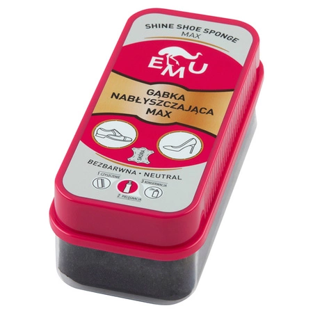 EMU Shine Shoe Sponge gąbka do butów z pastą nabłyszczająca Max bezbarwna