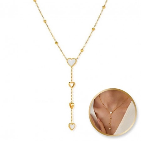 ECARLA naszyjnik ze stali szlachetnej pozłacanej zwisający SERCE NST2151