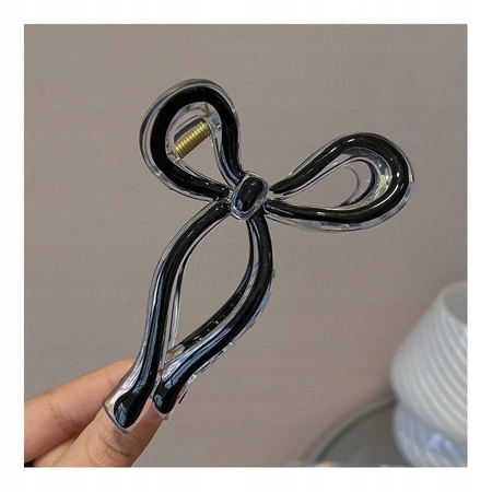 ECARLA spinka do włosów Kokarda półtransparentna 11x6cm Czarna SP366CZ