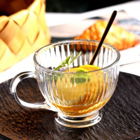 ECARLA zestaw szklanek, filiżanek ryflowanych dużych 430ml Bezbarwne SZK150