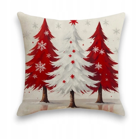 ECARLA Zima Świąteczna poszewka na poduszkę Boho 45x45 TRZY CHOINKI POD243