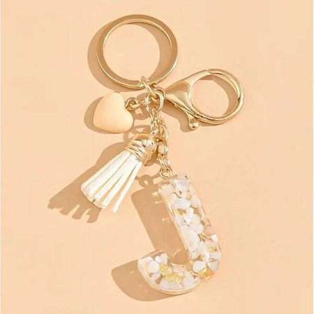 ECARLA brelok do kluczy LITERKA J biały motylek serca BRL329J