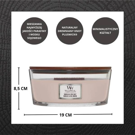 WOODWICK Core Hearthwick świeca w słoiku elipsa VANILLA & SEA SALT 453,55g