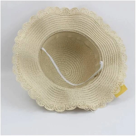 ECARLA kapelusik i torebka słomkowa, dziecięca BOHO słoneczny 52cm CZ45