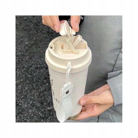 ECARLA kubek termiczny uchwytem i ustnikiem 550ml Kremowy Konwalia BD28WZ1